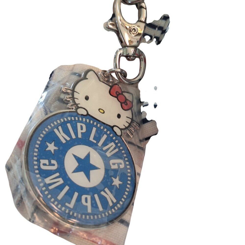 NEW Kipling X Sanrio Hello Kitty Striped Matta Backpack with Kitty Charm Retired - Picture 8 of 12
